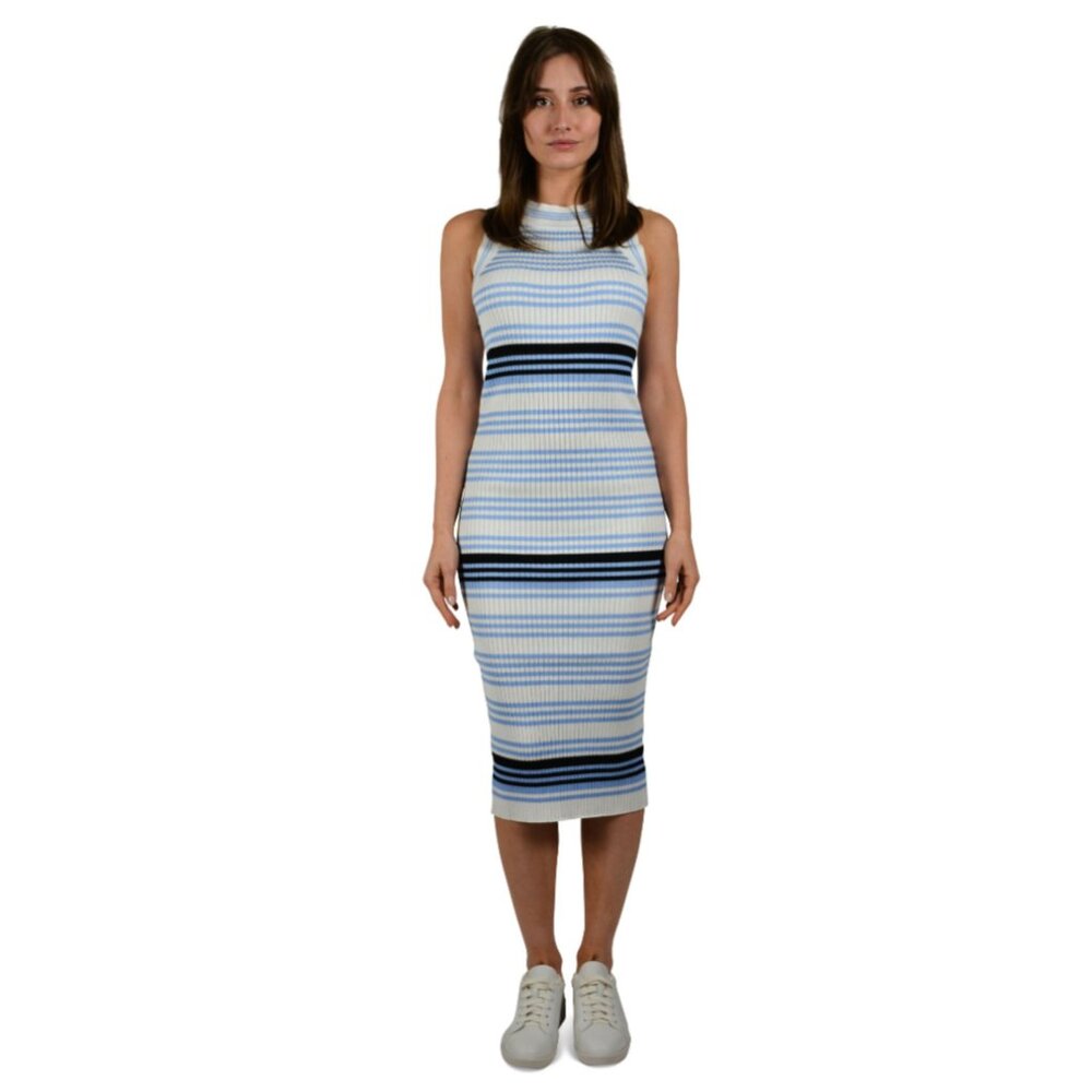 NWT | JOA | Sleeveless Striped Midi Knit Dress | Blue & White
